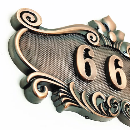 Doonew imitazione in metallo bronzo numero di bronzo abs di plastica in plastica cartello personalizzato Numero di porta per la villa di appartamento piatto