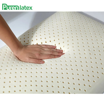 PurenLatex 60*40*7 Tailândia Latex Natural Ortopédico Pillow Pescoço Coluna Proteja o travesseiro de massagem de saúde das vértebras cervicais