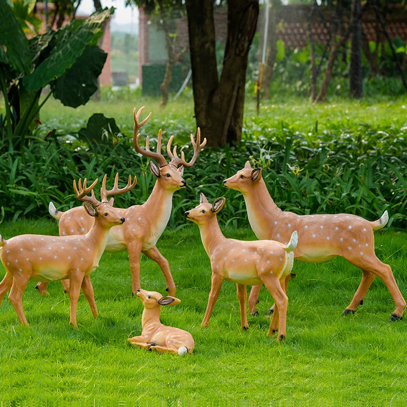 Orchard Garden Statues Simulated Animal Sika Deer FRP Ornaments Yard Home Decor Landscape Gardening Decoration Sculpture Outdoor