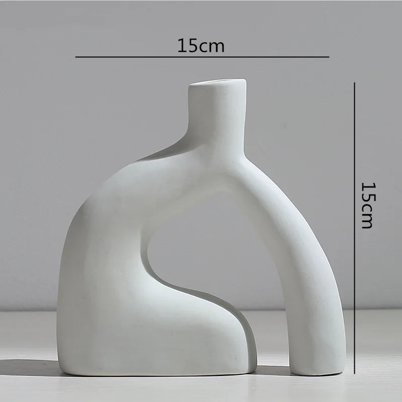 Ceramic Vase Abstract Flower Arrangement Hydroponic Crafts Ornaments Modern Home Decoration Accessories White Vases Decor