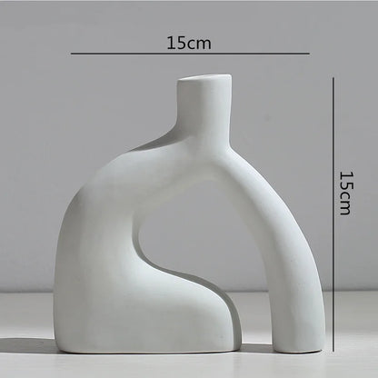 Ceramic Vase Abstract Flower Arrangement Hydroponic Crafts Ornaments Modern Home Decoration Accessories White Vases Decor