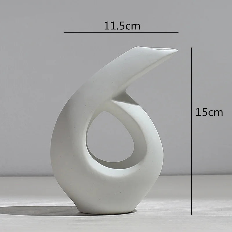Ceramic Vase Abstract Flower Arrangement Hydroponic Crafts Ornaments Modern Home Decoration Accessories White Vases Decor
