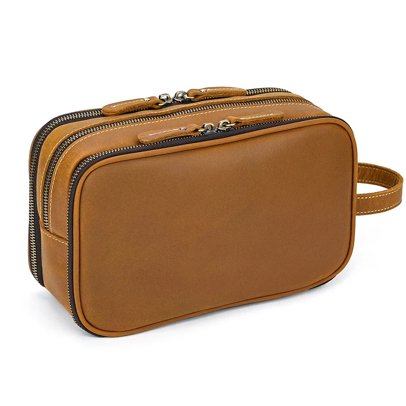 Luufan Genuine Leather Cosmetic Bag Momen Mulheres Maquiagem Portátil Brash chuveiro Caixa Waterproo Clutch Viagem Groomsmen Groomsmen Presente