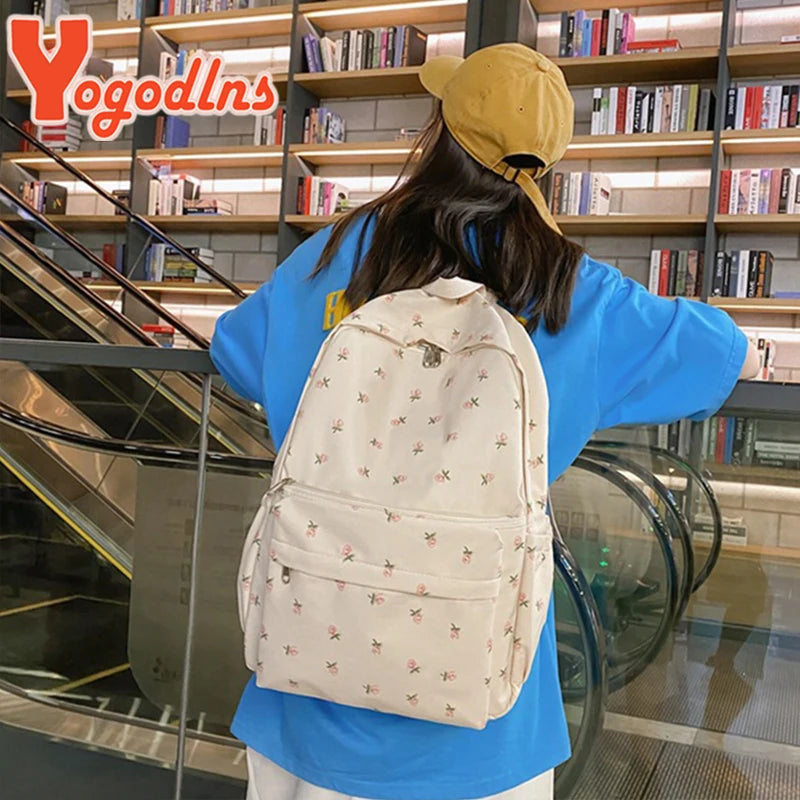 Yogodlns modni cvjetni ruksak za žene vodootporan najlon ruksak tinejdžer veliki kapacitet torba za putničke torba za školsku školu