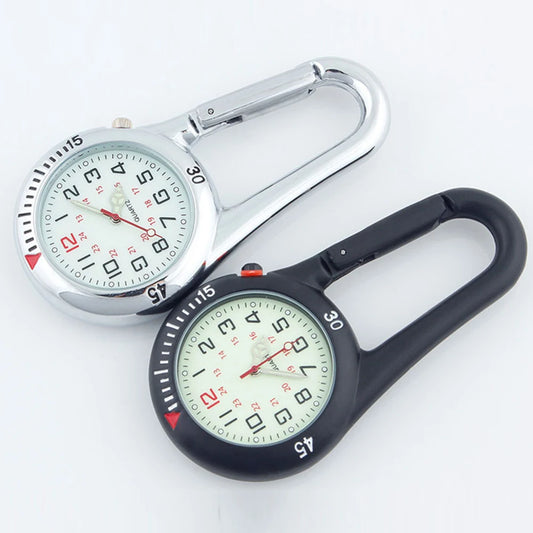 Clip on Carabiner Watch Clock voor wandelende bergbeklimmen Buiten Backpack Camping Tools Survival Multi Equipment