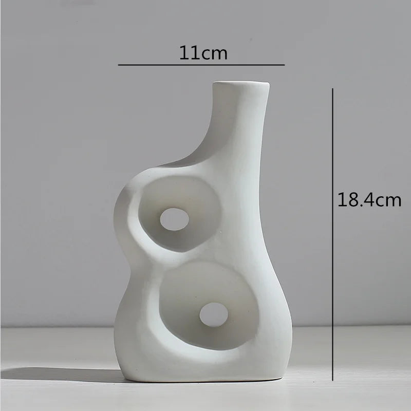 Ceramic Vase Abstract Flower Arrangement Hydroponic Crafts Ornaments Modern Home Decoration Accessories White Vases Decor