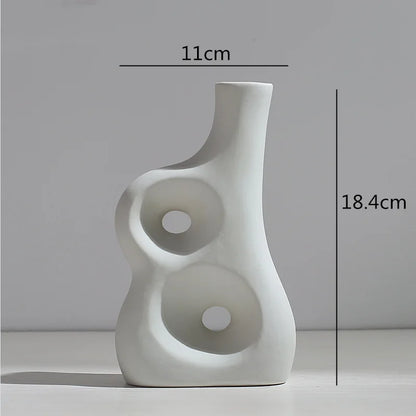 Ceramic Vase Abstract Flower Arrangement Hydroponic Crafts Ornaments Modern Home Decoration Accessories White Vases Decor