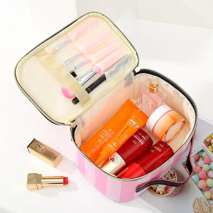 Fudeam Leather Portable Women Cosmetic Bag Multifunktion Travel Toalent Storage Organizujte kabelku vodotěsný ženský make -up pouzdro