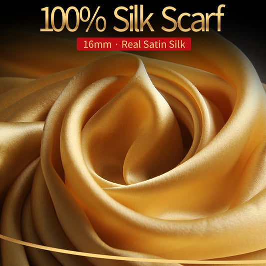 100% skutočný hodvábny šál Ženy Luxusná značka 2021 Prírodné hangzhou hodvábne šatky Zábaly pre dámy Solid Neckerchief Scarf Silk Foulard