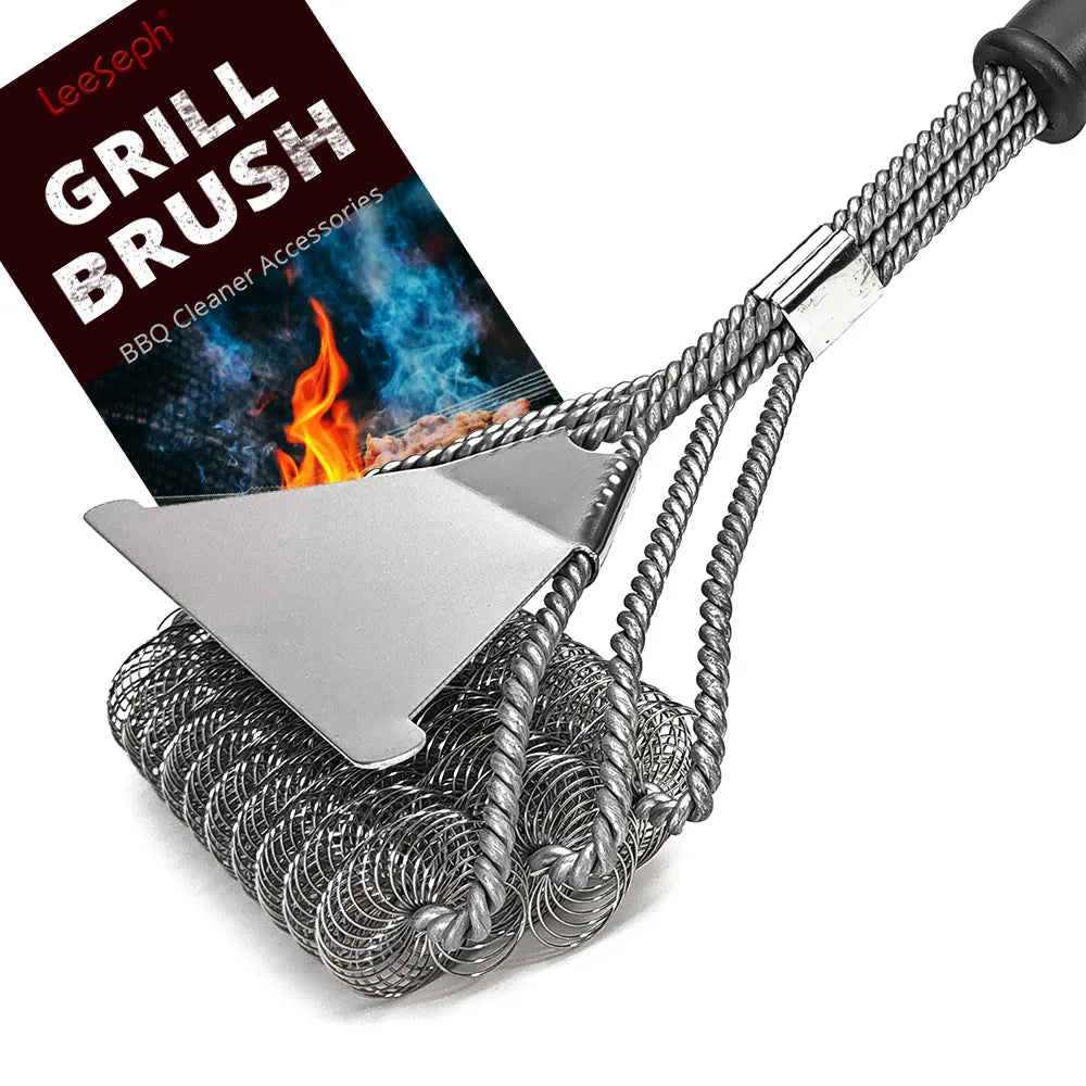 Safe Grill Brush - Bristle Free BBQ Grill Brush - Ryðþolið ryðfríu stáli grillhreinsiefni - frábær grill fylgihluti