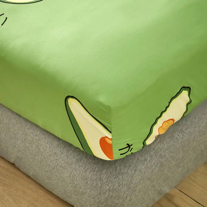 Bonenjoy Queen Fitted Sheet King Størrelse med elastisk sengedæksel til dobbeltseng avocado -mønstermadrasovertræk (ingen pudebetræk)