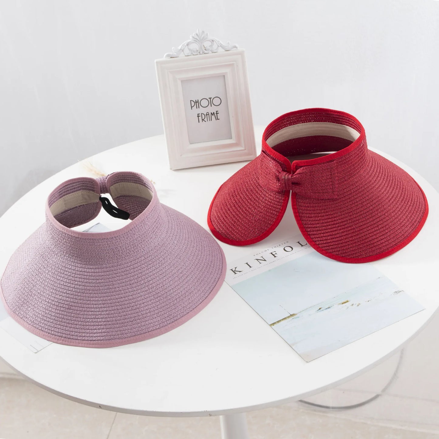 2021 nyár nyár összecsukása Üres felső kalap szalma kalap Sun Hat Beach Hat UV Védő Sunshade Sun Hat Panama női szalma kalap