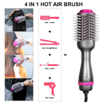 Upgrade 3 In 1 Hair Dryer Volumizer Hot Air Hair Styling Brush Professional Blow Dryer Comb Curling Iron Hair Straightener Brush