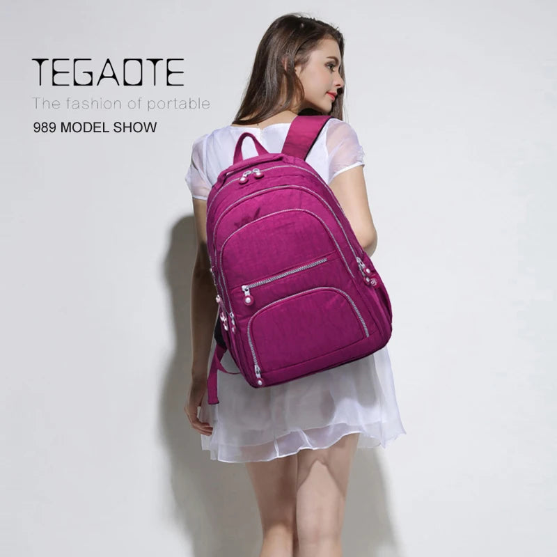 Tegaote Mochila Feminina Nylon School Bags for Girls 2024 Nylon Waterproof Cestovné balenie BAG Dámsky notebook bagpack