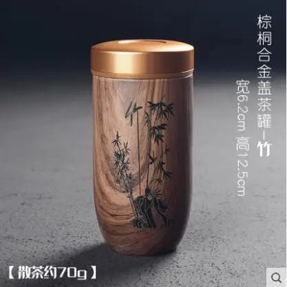 Portable Ceramic Tea Can, Purple Sand Tea Caddy Imitation Wood Grain, Medium Pu'er Tea Box, Mini Travel Storage, Sealed Cans
