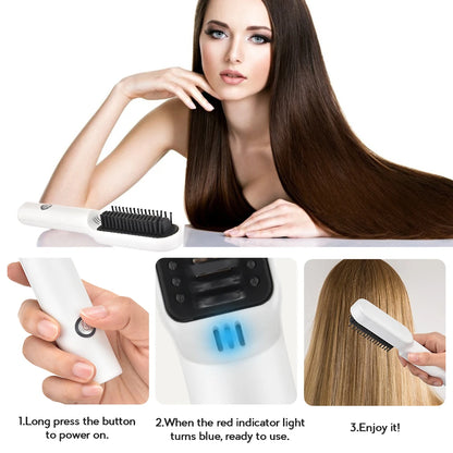 Cepillo de cabello inalámbrico Cerámico eléctrico Cerro Hot Barebd Rexting Secadora Rizo de calefacción rápida Herramientas de hierro para el cabello