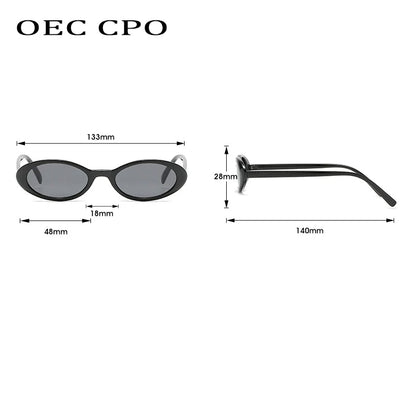 OEC CPO Sexy Small Oval Women's Sunglasses 2023 Ny Fashion Leopard Brown Hot Sun Glasser Kvinne Retro fargerik skygge Briller