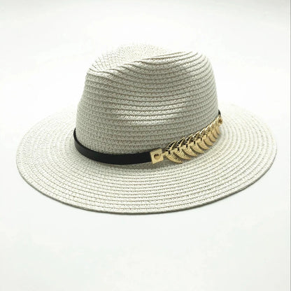 Hot Shitet të gjera të gjera të verës plazhi me rërë Sun Sun Women Men Panama Vintage Fedora Straw Hat Burra Britanikë Kapak Straw Straw