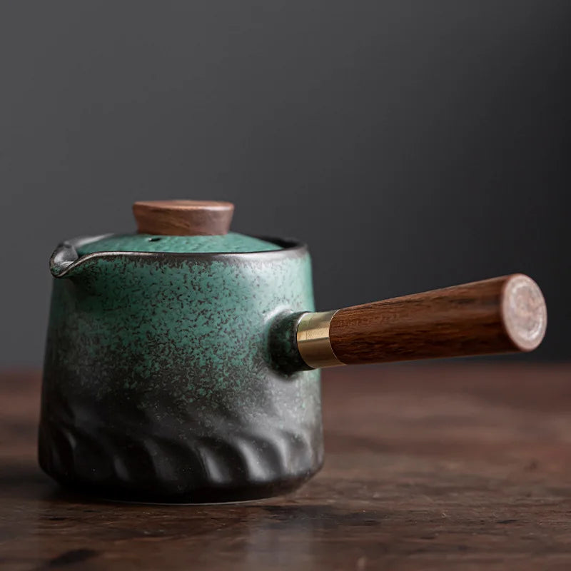 Black Pottery Side Handle Teapot Ebony Handle Simple Modern Household Filter Single Pot Ceramic Kung Fu Tea Set Customized Gift