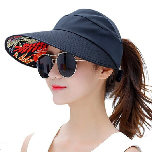 Nyári napvédelem összecsukható nap kalapja nőknek széles karima sapka női tengerparti Visor kalap lány ünnepi UV Protection Sun Hat