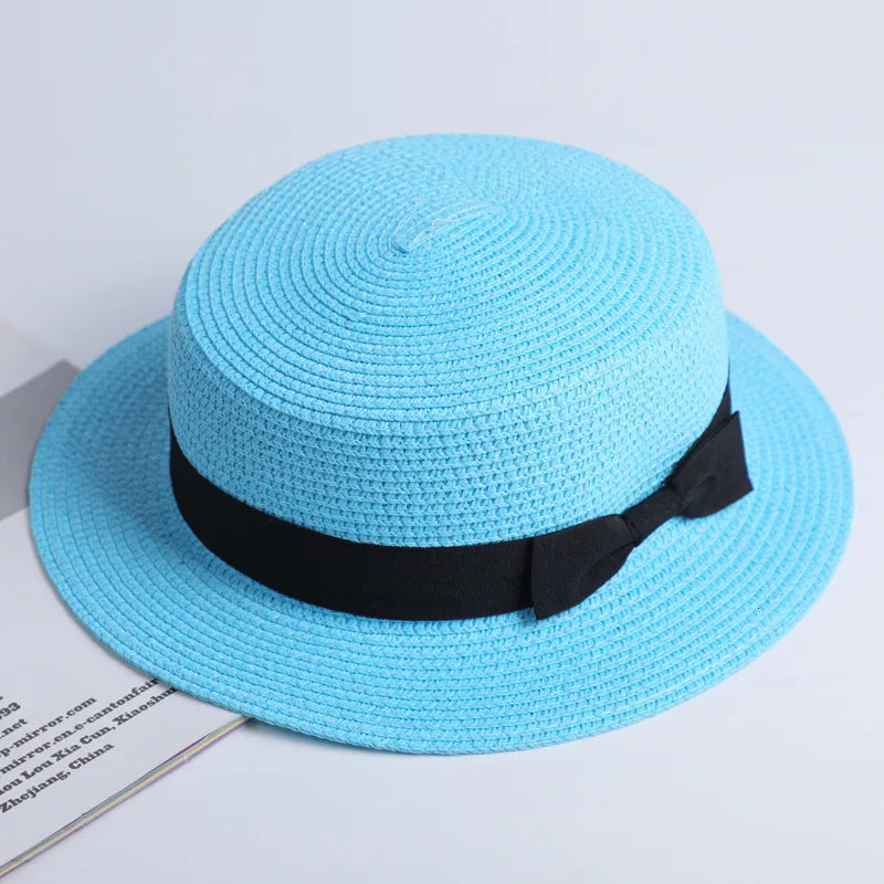 2021 Vruća prodaja proljetna ljetna plaža pijesak roditelja-dijete Sunce Fedora slamna šešir Žene ravne gornje slamke fedora šešir kape za sunčanje