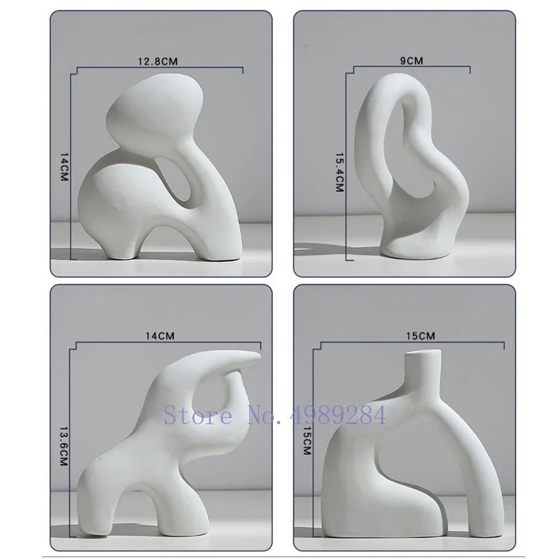 Ceramic Vase Abstract Flower Arrangement Hydroponic Crafts Ornaments Modern Home Decoration Accessories White Vases Decor