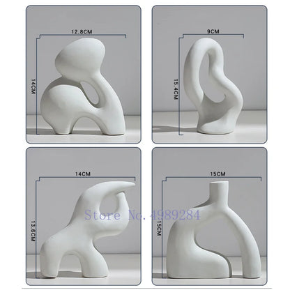 Ceramic Vase Abstract Flower Arrangement Hydroponic Crafts Ornaments Modern Home Decoration Accessories White Vases Decor