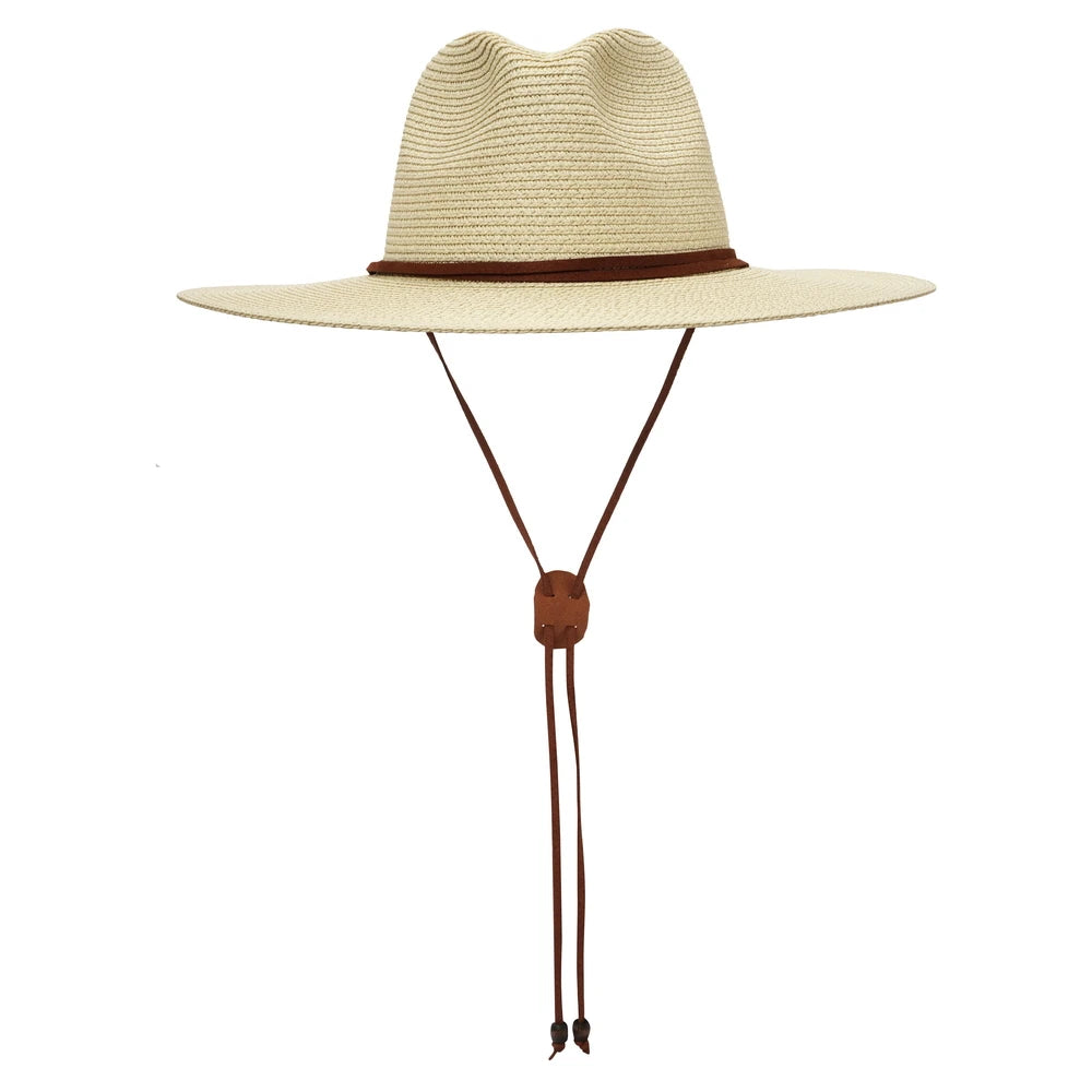 Uudet leveät reunat naiset miehet Panama Straw Hat with leuka -hihnalla kesäpuutarha ranta -hattu upf yli 50+