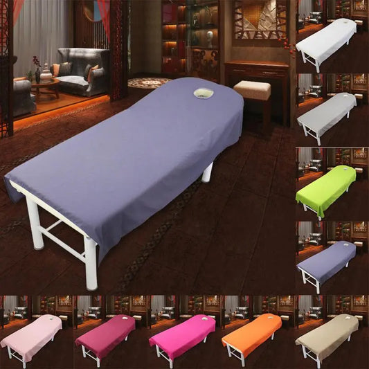 Skønhed Sengeskilt Kosmetisk salonplader Massagebehandling 9 Color Soft Sheets Spa Spa Bed Table Cover Sheets With Hole