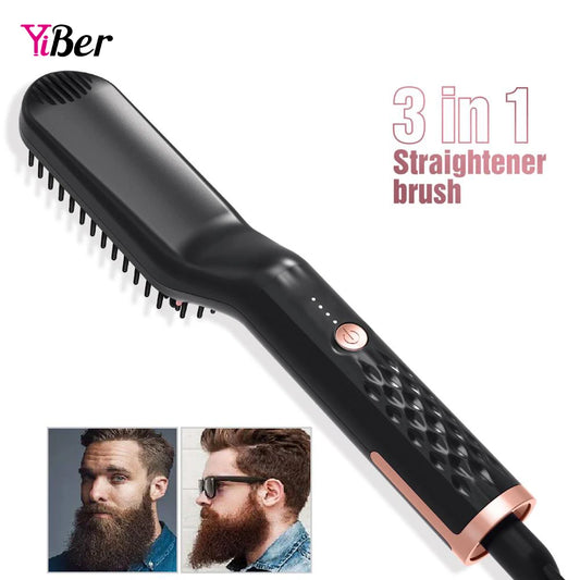 Bart -Glätterer für Männer professionelles Haar Kammpinsel Glätterung Comb Comb Hair Styler