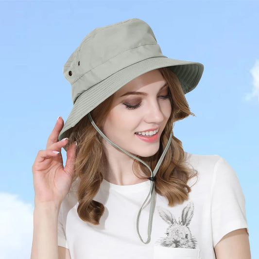 Bucket Hat Women's Fashion Breathable Hat With Windproof Rope Daily Quick-drying Outdoor Fishing Mountaineering Leisure Sun Hat