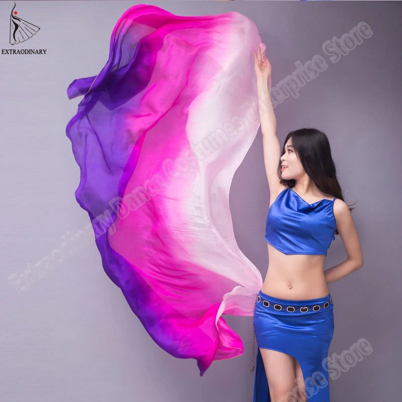Silke sjal til mavedans sjal mave dans silke slør tørklæder ansigt tilpasset hånd kastet tørklæde gradient 200 cm 250 cm 270 cm