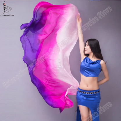 Chal de seda para chales de baile de vientre dance del vientre bufandas de velo de seda cara personalizada a mano de bufanda gradiente de 200 cm 250cm 270 cm