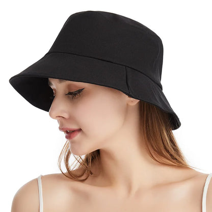 2021 NYE SOMMER Hot Simple Women's Hat High Quality Cotton Large Brim Bucket Cap Elegant Ladies Outdoor Travel Sun Hat