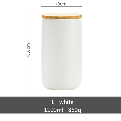 Gold-plated Marbling Sealed Ceramic Storage Jar With Bamboo Lid  Spices Tank Container Kitchen Food Bottle Coffee Tea Caddy