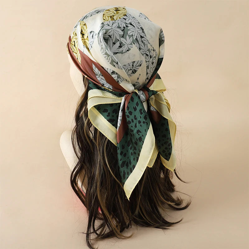 70x70 cm Kvinder tørklæde silke føler hår hals firkantet kontor bandanna lyddæmper tjener flyvende lommetørklæde ringe indpakning
