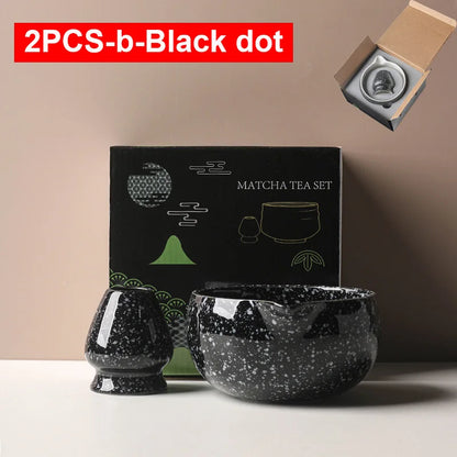 2 Pieces Traditional Japanese Matcha Bowl and Whisk Holder Tea Bowl with Pouring Spout for Office Table Tea Ceremony Party Gift