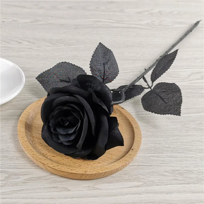 5pcs 8-9cm Silk Black Rose Artificial Flower Head Bouquet Home Living Room Wedding Chritmas Decoration New Year Decoration
