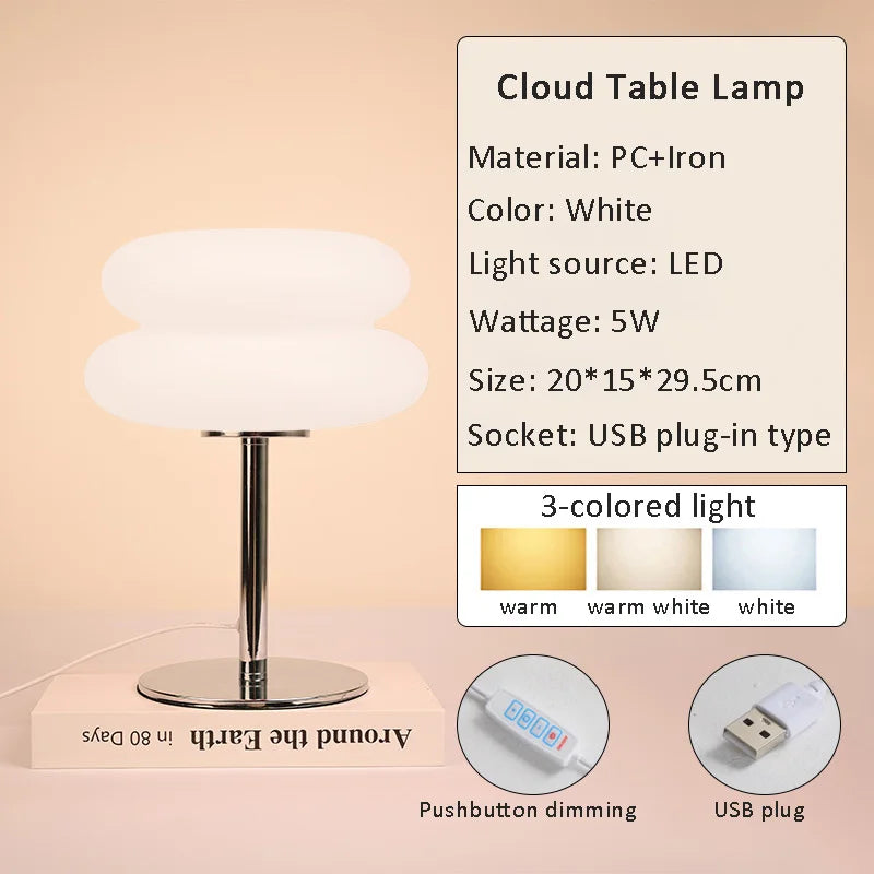 Macaron LED Table Lamp Trichromatic Dimming Living Room Atmosphere Lamps Eye Protection Night Light Girl Bedroom Bedside Decor