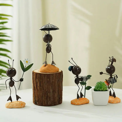 Organ Ant Miniature Sculpture Garden Flowerpots Garss Bonsai Mini Resin Ant Figurine Rock Singing Ant Watering Ant Ornament