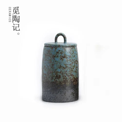 Stoneware Tea Tins Porcelain Sealed Jar Household Large and Small Size Japanese Style Tea Container Tea Box Tea Jar Tea Storage