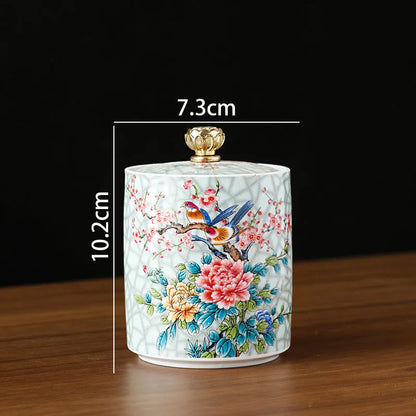 European Ceramic Storage Jar Enamel Decorative Kitchen Cereal Dispenser Coffee Table Desktop Tea Canister Living Room Candy Jars