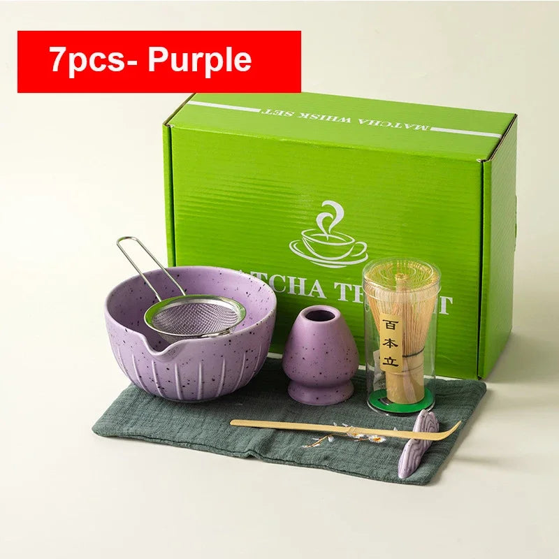 4/6PCS 7pcs Matcha White Tea Whisk Teaware Japanese Ceremony Bamboo Chasen Tea Tool Tea Brush Exquisite Matcha Kit for Teaset