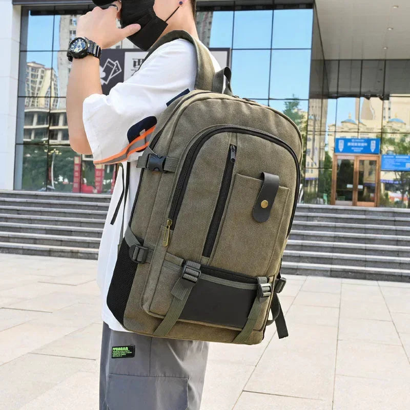Kültéri utazási kempingtáska számítógépes táska hegymászó táska nagy kapacitású hátizsák férfiaknak vászon középiskolai hátizsákok