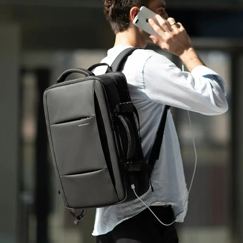 HK Business Ryggsekk for menn vanntett anti-tyveri 15,6 ”bærbar ryggsekk tilfeldig stor kapasitet Utvidbar reisepose kort tur