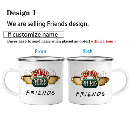 Personalised Name Friends Tv Show Central Perk Mug 11oz Enamel Wholesale Coffee Mugs Tea Cup Gift For Friends Dropshipping