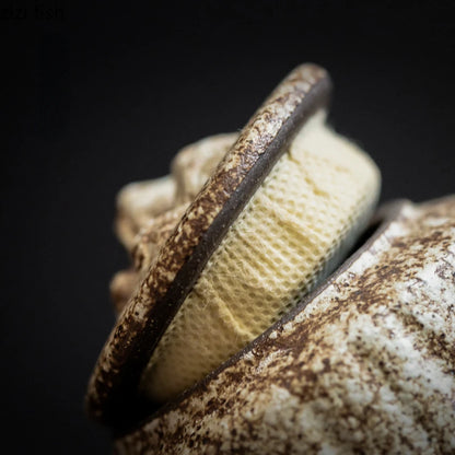 Rough Pottery Antique Tea Jar Ceramic Tea Caddy Moisture-proof Sealed Jar Storage Tank Teas Container Food Organizers Candy Jars