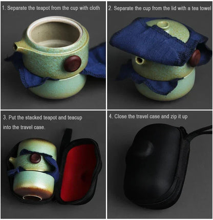 Ceramic Porcelain Teapot & Teacups Travel Office Kung Fu Tea Set Teaware Handmade Portable Chinese Tea Set Tea Pot and Cup Set