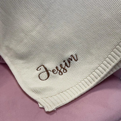 Manta de punto de algodón nombre bordado personalizado bebé bebé bebé manta suave manta baby shower