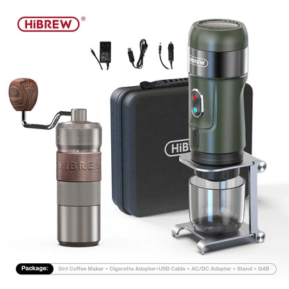 HiBREW Wireless Electric Portable Espresso Coffee Machine for Car & Home Camping Coffee Maker Fit Nespresso Dolce Capsule Powder